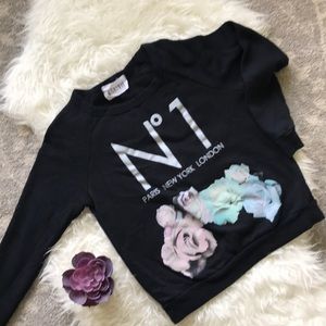 Black N°1 Rose print sweatshirt
